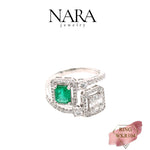 EMERALD WITH ILLUSION DIAMOND RING