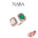 EMERALD WITH ILLUSION DIAMOND RING