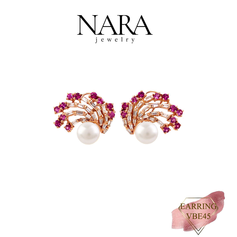 
                
                    Load image into Gallery viewer, PEARL-PINK SAPPHIRE EARRING
                
            